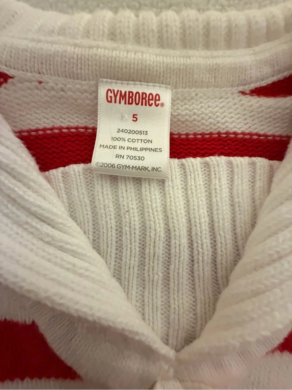 Gymboree Wish You Were Here Red & White Striped Nautical Collar Sweater